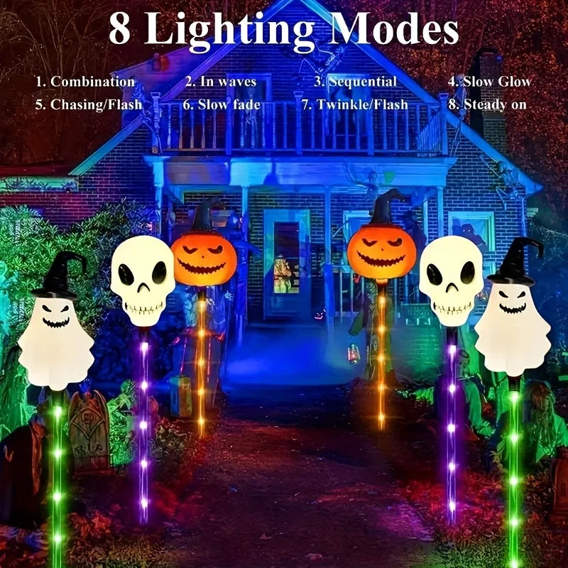 Pumpkin-shaped Halloween Garden Lamp Solar Garden Light Waterproof w/ 8 modes - for Halloween parties & outdoor decor