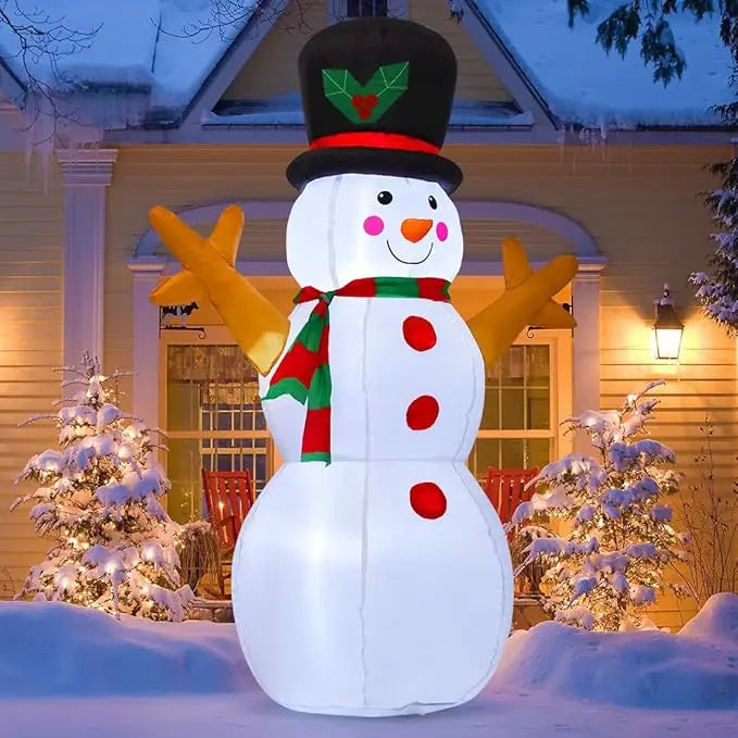 GOOSH 5 FT Christmas Snowman Inflatable Decoration Blow Up Snowman Outdoor Christmas Yard Decoration with Branch Hand Blow Up