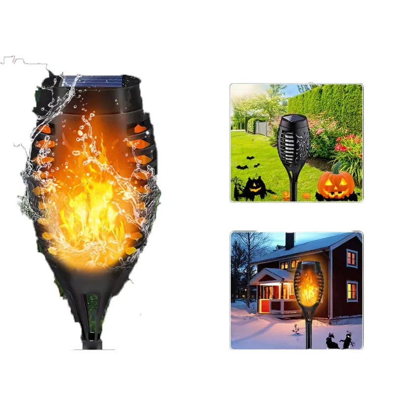 Halloween outdoor solar lights-8 pieces Flame torch lights Waterproof Paths Lawns Gardens Courtyards