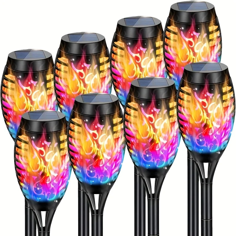 Halloween outdoor solar lights-8 pieces Flame torch lights Waterproof Paths Lawns Gardens Courtyards