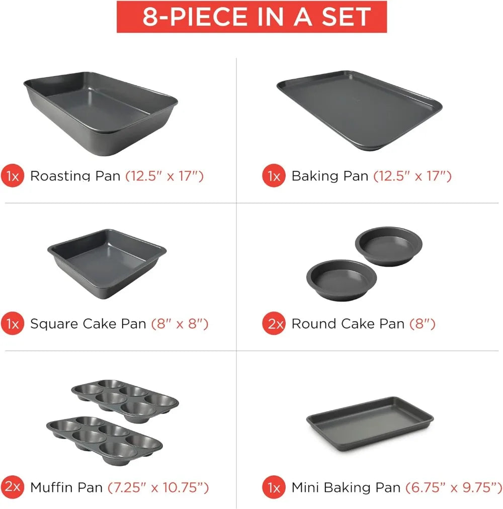Home Set of 8Durable Non-Stick Carbon Steel Baking Bricks for Easy Storage
