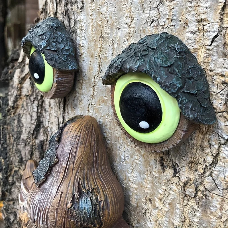 Tree Face Bird feeder, Bird Feeder Tree Face Decor Outdoor, Fun Old Man with Glowing Eyes in Dark, Tree Hugger Wild Birdfeeder S