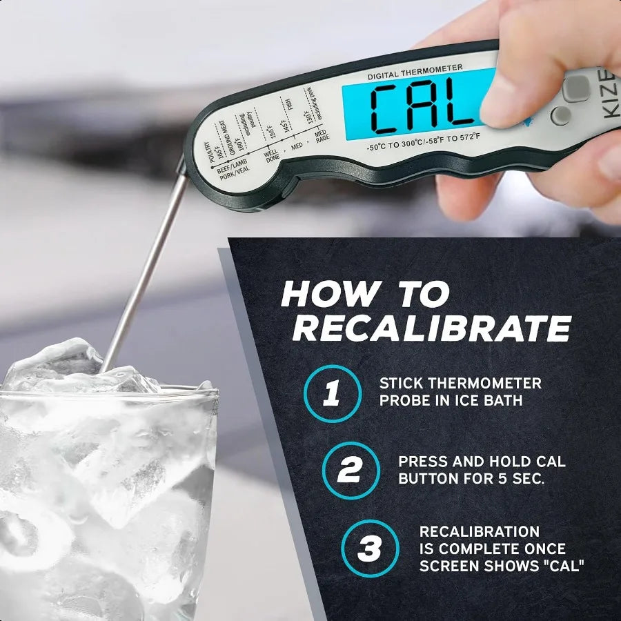 Instant Read Meat Thermometer Digital Food Thermometer for Cooking Grill Oven BBQ Waterproof and Backlit Display Kitchen Gadget