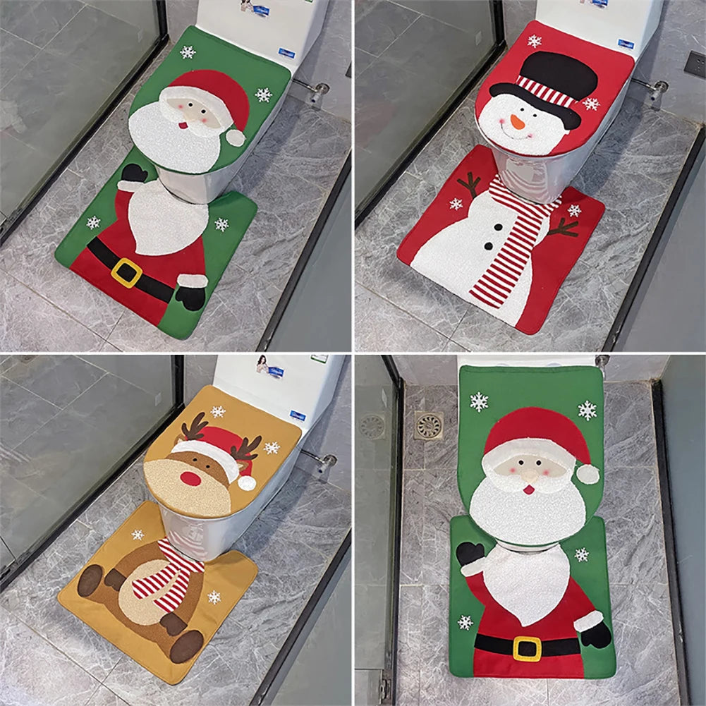 Christmas Toilet Cover Set Deer Toilet Cover Soft Snowman Toilet Cover Christmas Bathroom Decor Toilet Seat Cover and Rug Set