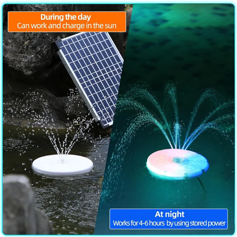 12W Solar Water Fountain with 20 led Lights & 5000mAh Battery,Remote Control Bird Bath Solar Fountain with 8 Nozzles