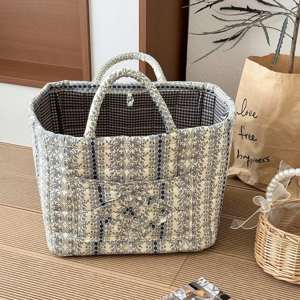 Fabric Debris Organizing Bag with Easy Carry Handles Sundries Storage Organizer for Shelves Closet Laundry Home Office Decor