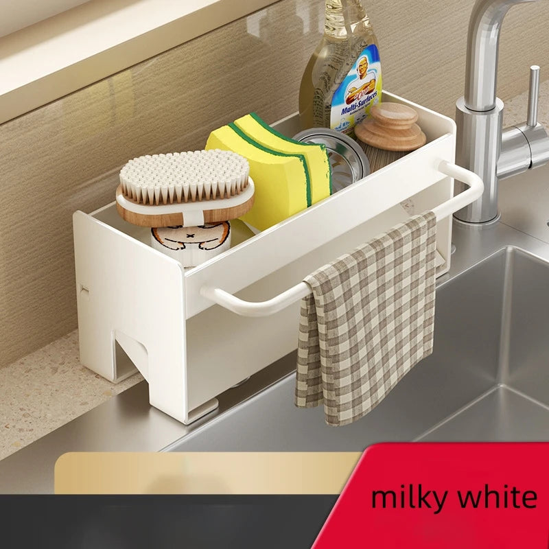 Kitchen Sink Sponge Holder Drain Rack Faucet Storage Soap Drainer Towel Rack Shelf Organizer Accessories