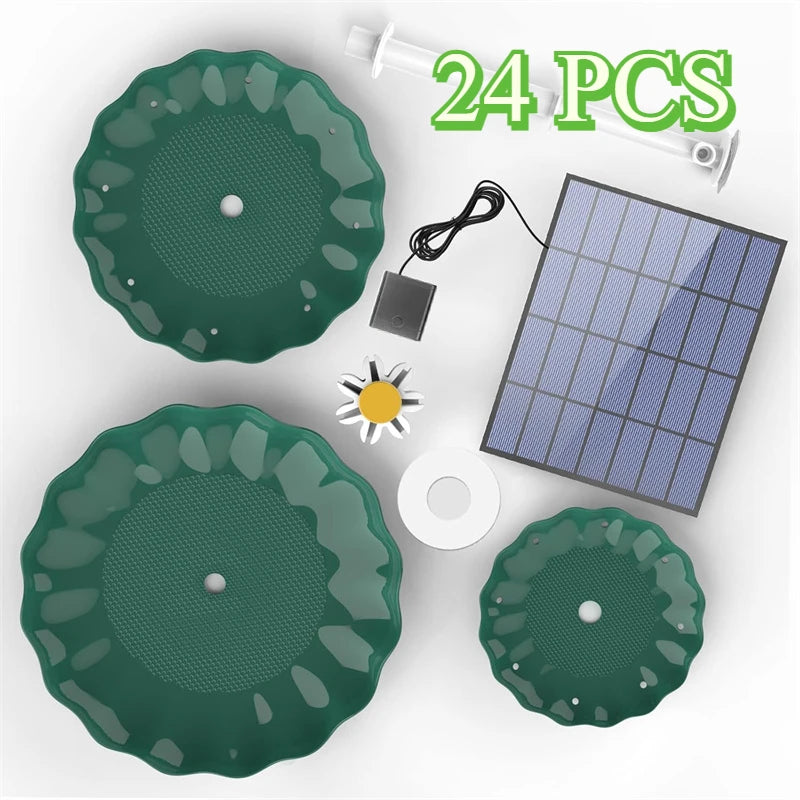 24pcs/box 3.5w Solar Fountain Pump with 3 Tiered Bird Bath DIY Solar Water Fountain for Bird Bath,Garden and Outdoor Bird Feeder