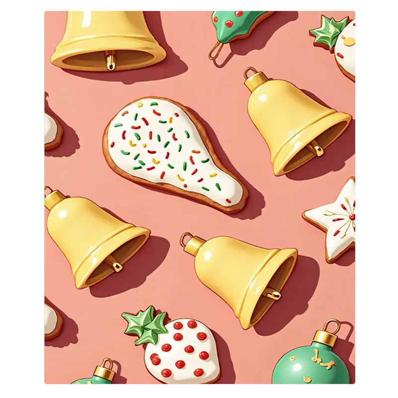 1pc Flannel Blanket "Festive Christmas Bell & Cookie Print Blanket for Cozy Holiday Nights"