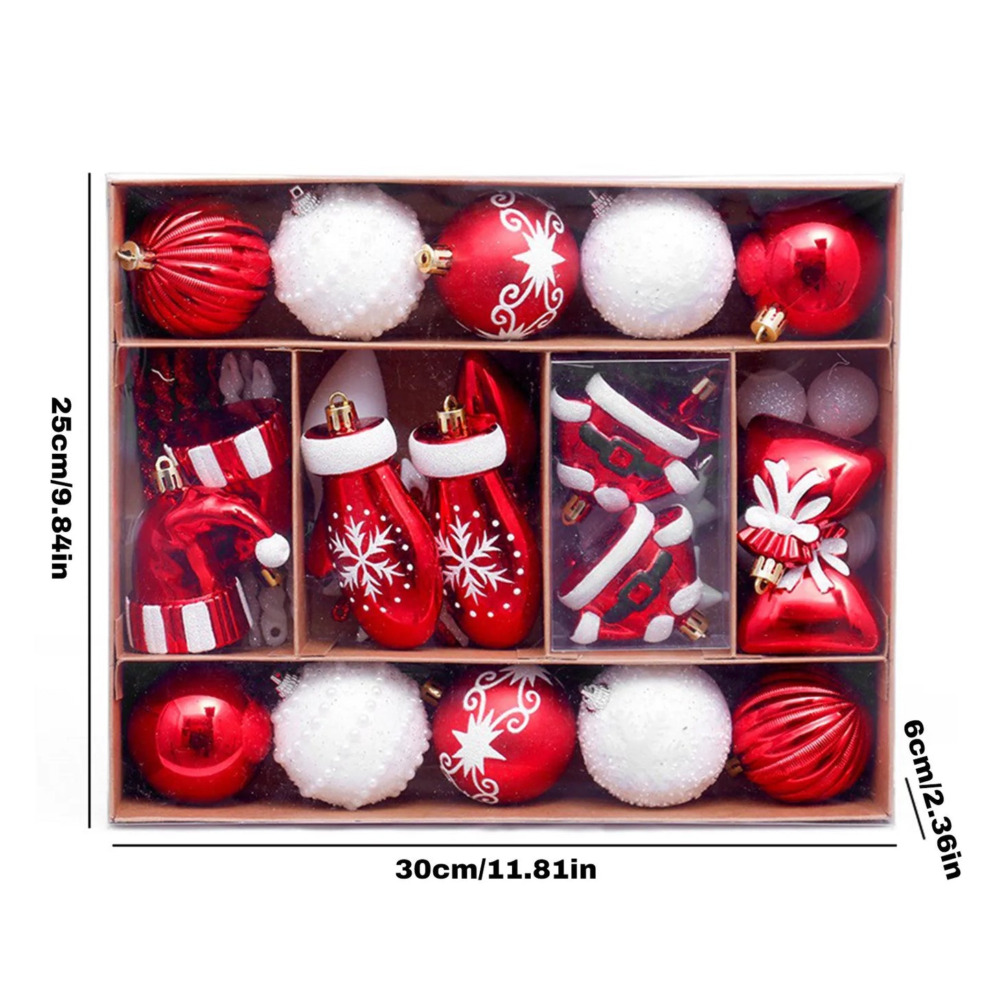 Christmas 45PCS Ball Set Gingerbread Man Painted Design Holiday Festive Tree Hanging Decor Unique Xmas Decor Gift Ornament