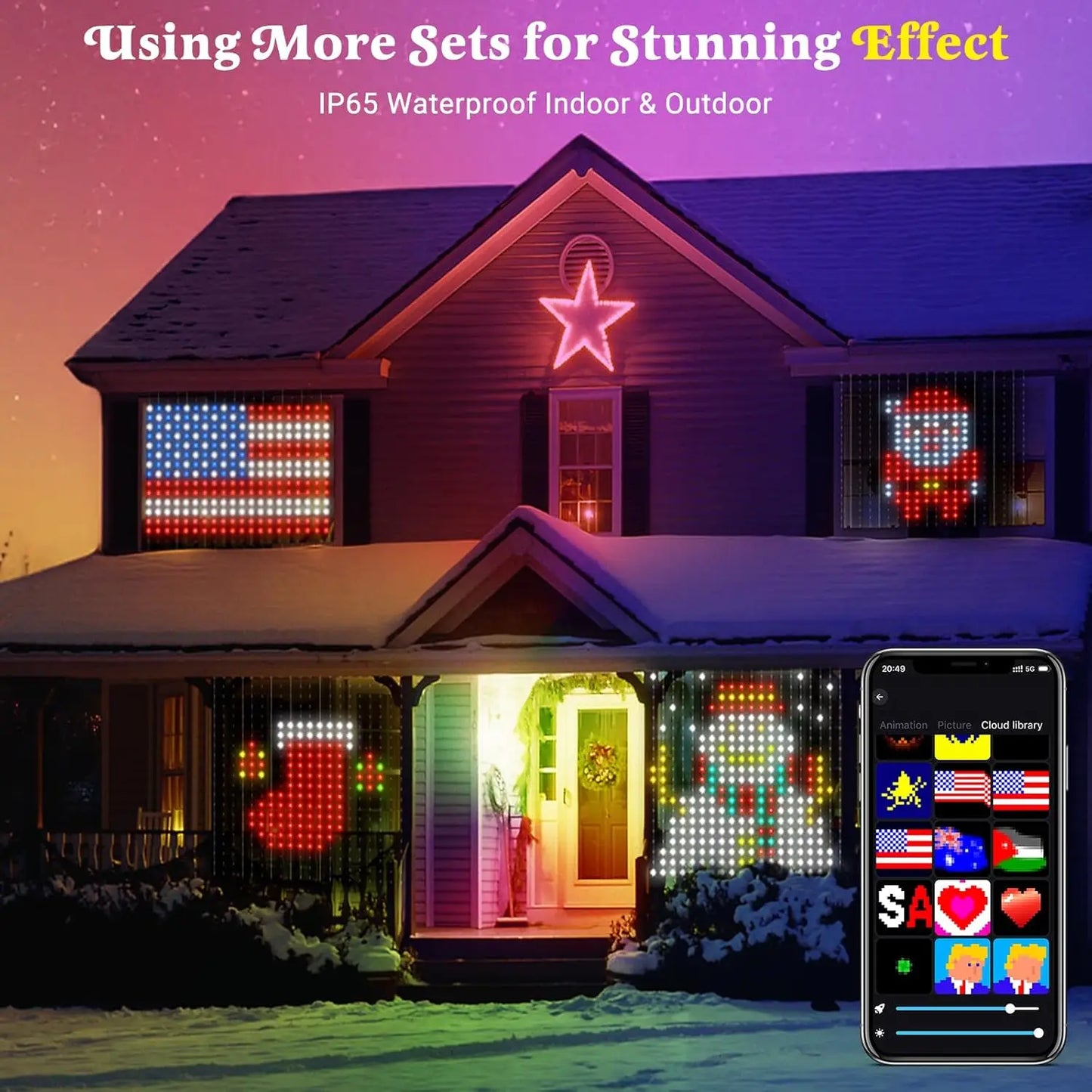 GCTECHING Christmas LED Smart Curtain Lights Room App DIY RGB Fairy Lights Music Window Strip Lights Home Room Decoration