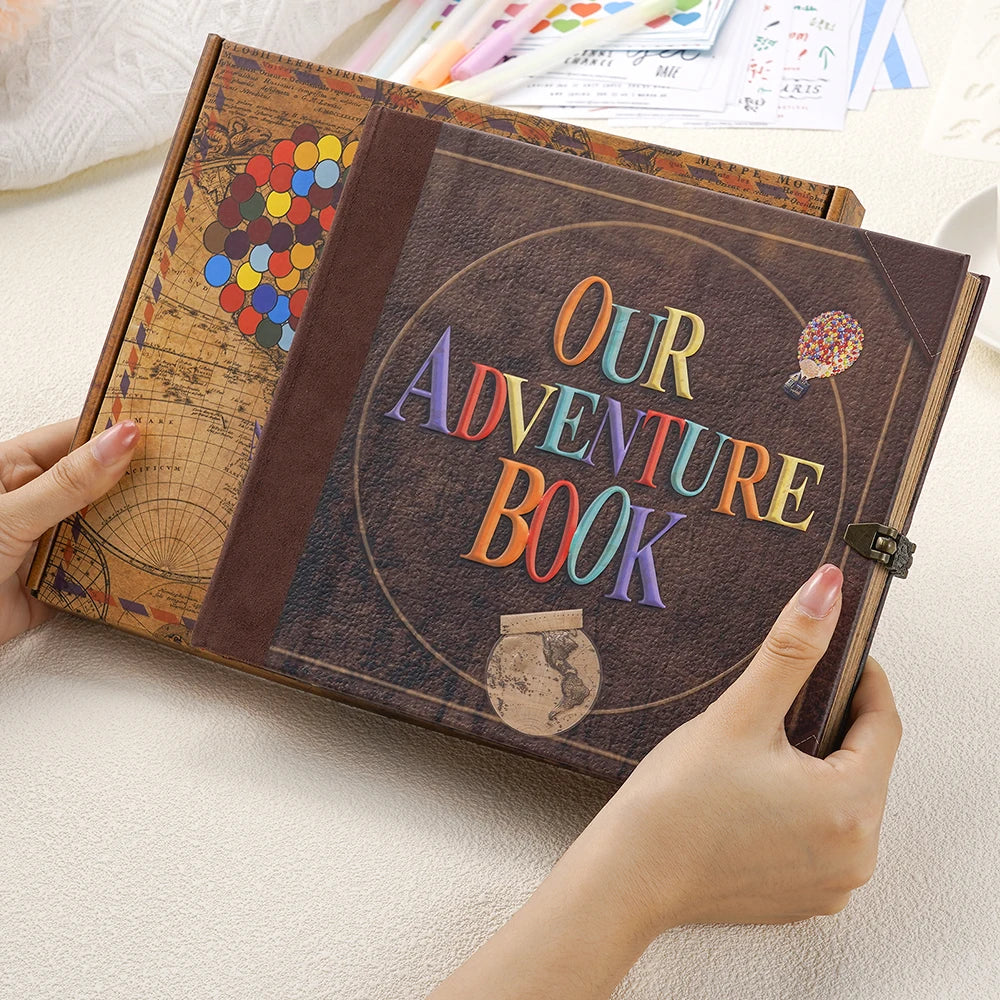 22*19.5cm 146 Page Retro Kraft Album for Anniversary Wedding Memory Mother's Day Gift DIY Handmade Scrapbook Balloon/text style