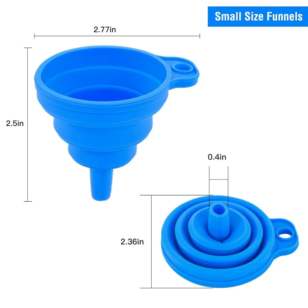 kitchen silicone collapsible funnel set of 3,small and large,flexible-foldable-cooking-food-grade funnels for filling small or m