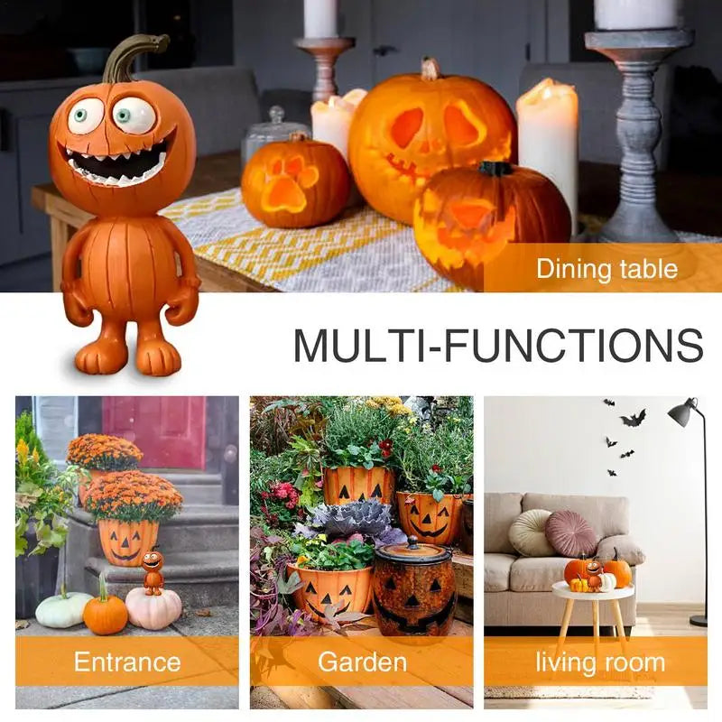 Pumpkin Statue Pumpkin Man Funny Figurines 16cm/6.3inch Resin Pumpkin Statue Halloween Table Centerpieces Happy Thanksgiving