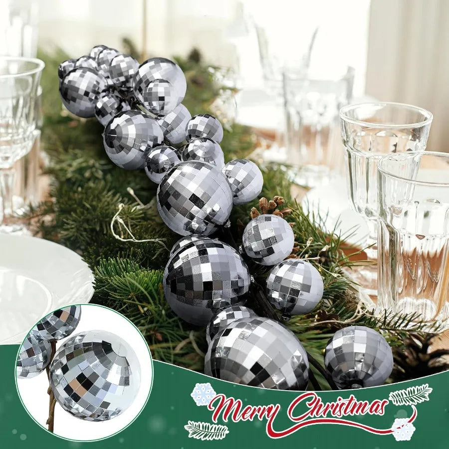 Dingion 6 ft Christmas Ornament Ball Garland Xmas Disco Ball Hanging Decoration Shatterproof Ornament Garland for Christmas Tre