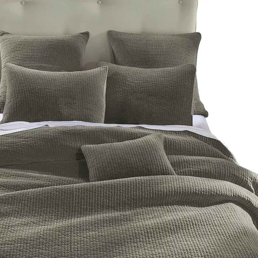 Stonewashed Cotton Velvet Quilt Set 3 Piece King Size with Pillow Shams Classic Traditional Bedding Home Decor Lightweight Cozy