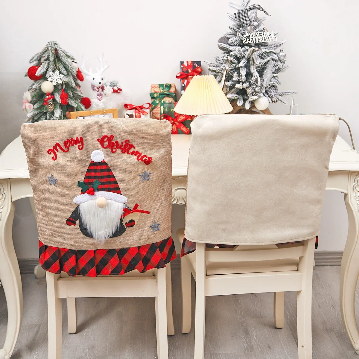 Christmas Gnome Chair Cover Merry Christmas Decorations for Xmas Decor Happy New Year