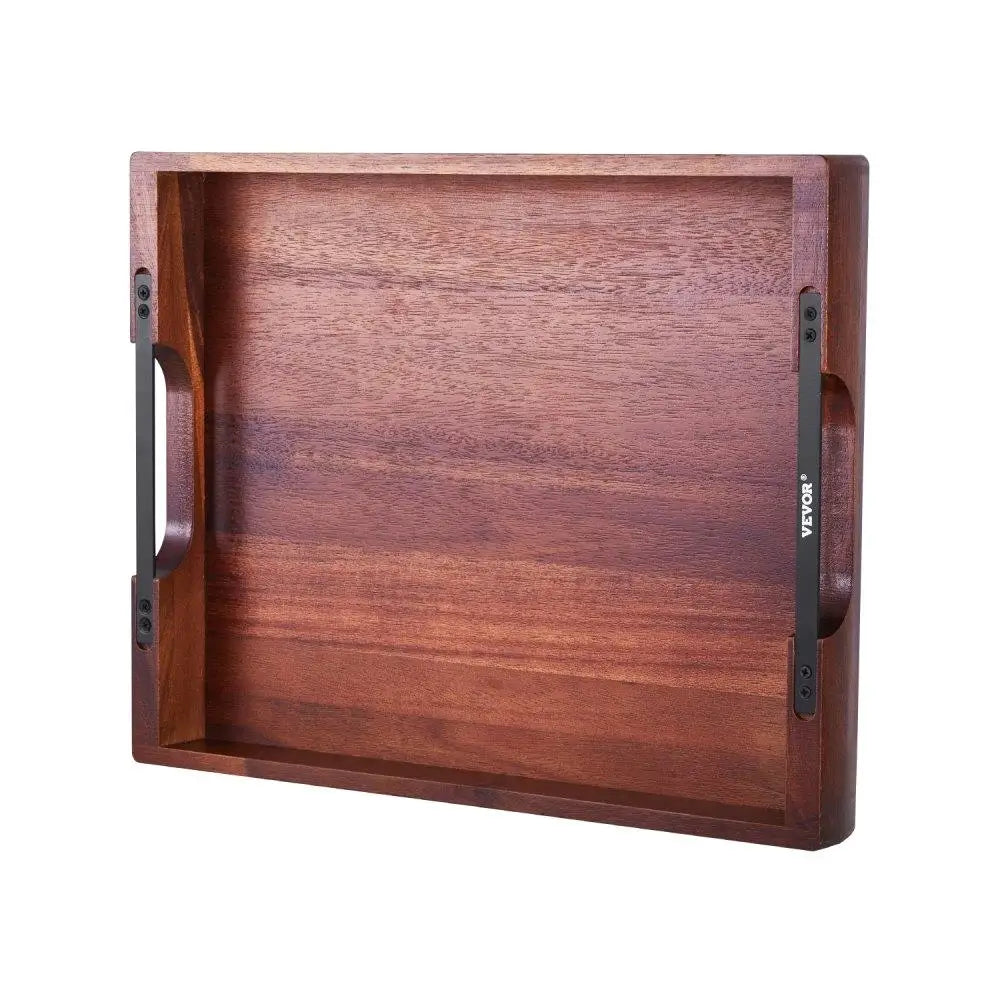 Acacia Wood Serving Tray 17x12 Inch Versatile Serving Table Laptop Desk with Handles