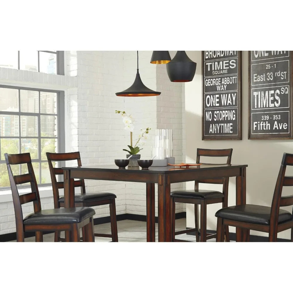 coviar 5 piece counter height dining set, includes table & 4 barstools, brown,Living Room Sets