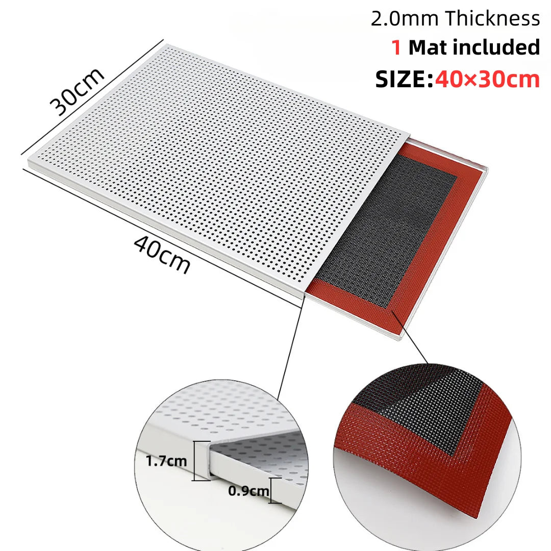 Puff Pastry Baking Tray Mille Feuille Rectangular Pastry molds Baking Pan Perforated Baking Pan Dish Oven Tray Bread With Hole