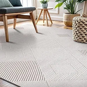 Modern Rug Luxury Swirl Curved Large Micro Loop Area Rugs Soft High-Low Pile Stain Resistant Easy to Clean Non-Shedding D