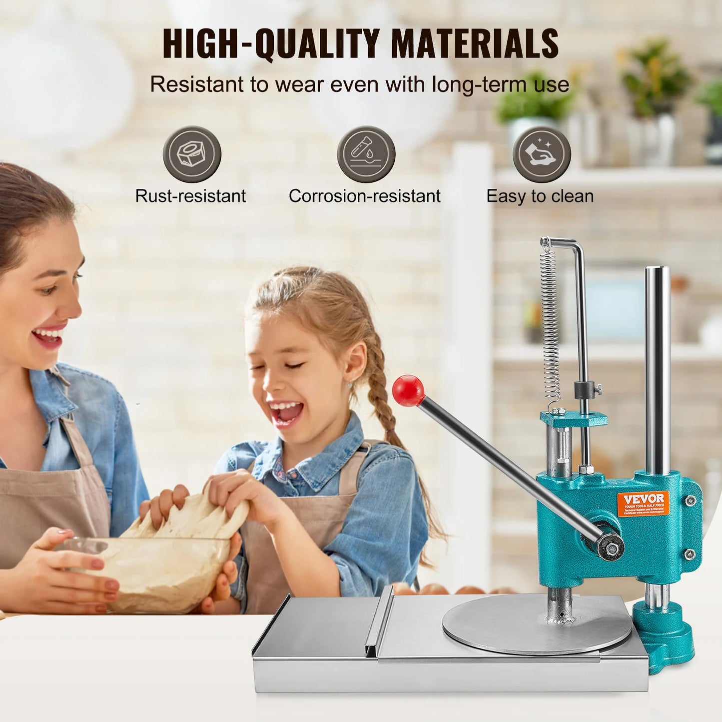 SucceBuy Manual Pizza Dough Press Machine 9.5inch/24cm Household Pizza Pastry Stainless Steel Pizza Presser Chapati Sheet Pizza
