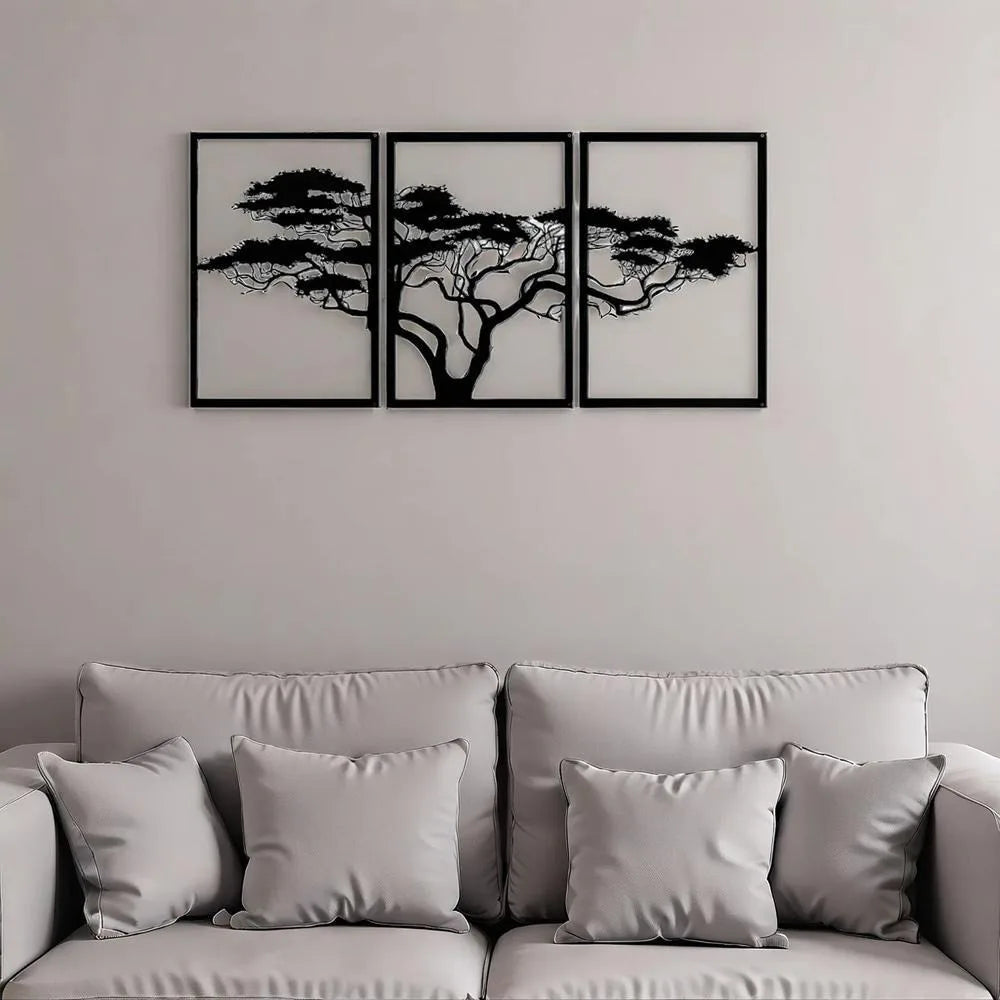 Handmade African Baobab Tree Metal Wall Sculpture - Tribal Free-Spirited Decor Tree of Life Art for Living Room Bedroom Dorm