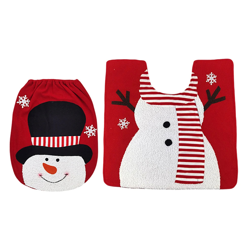 Christmas Toilet Cover Set Deer Toilet Cover Soft Snowman Toilet Cover Christmas Bathroom Decor Toilet Seat Cover and Rug Set