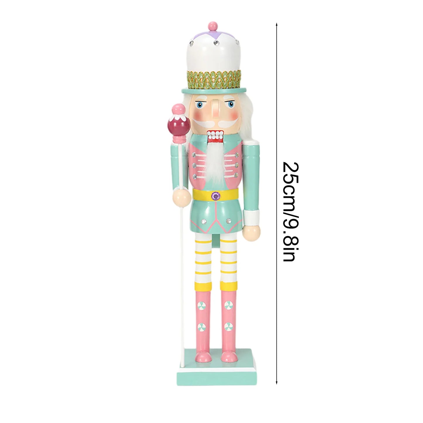 Candy Color Nutcracker Soldier Doll Wooden Festive Ornament Hand Painted Sweet Soldier Doll Christmas Figures for Gifts