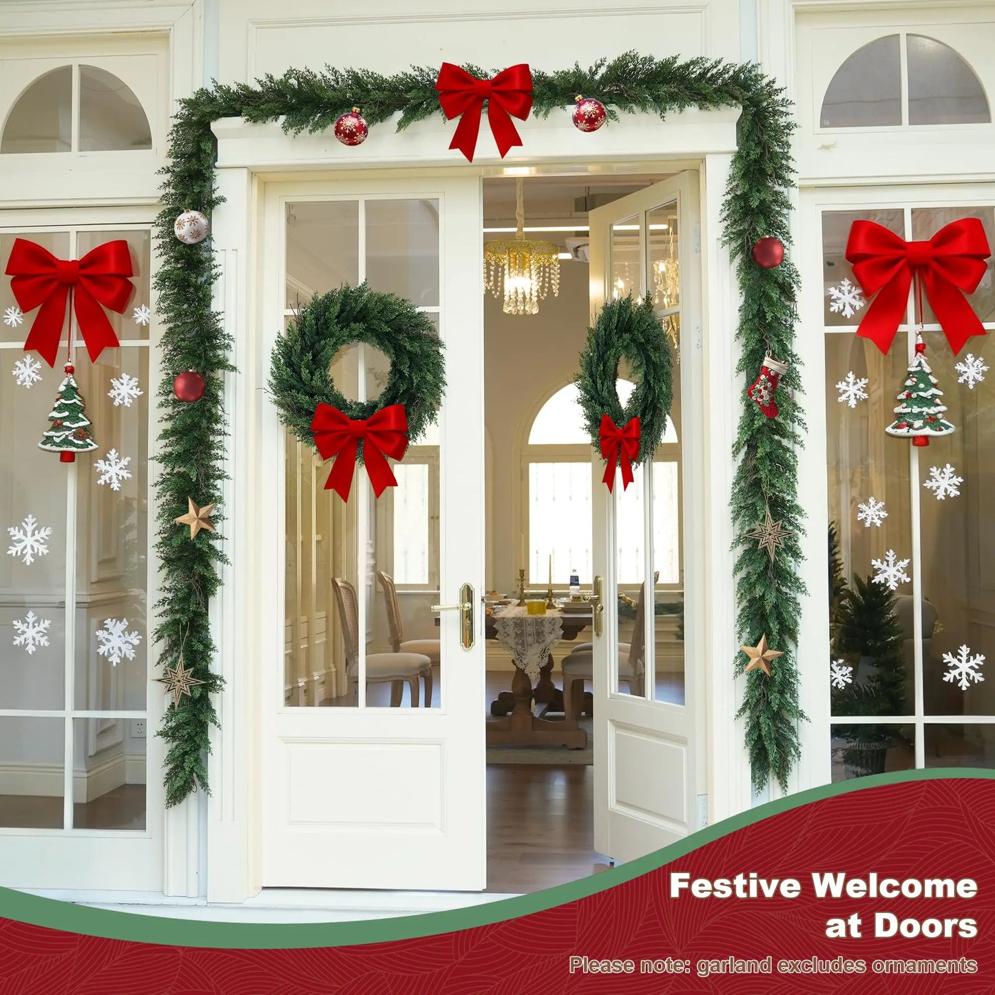 Artificial Christmas Garland 12FT Tall Faux Plant for Home Decor Indoor Outdoor Fake Lifelike Cypresses Pine Plants 1 p