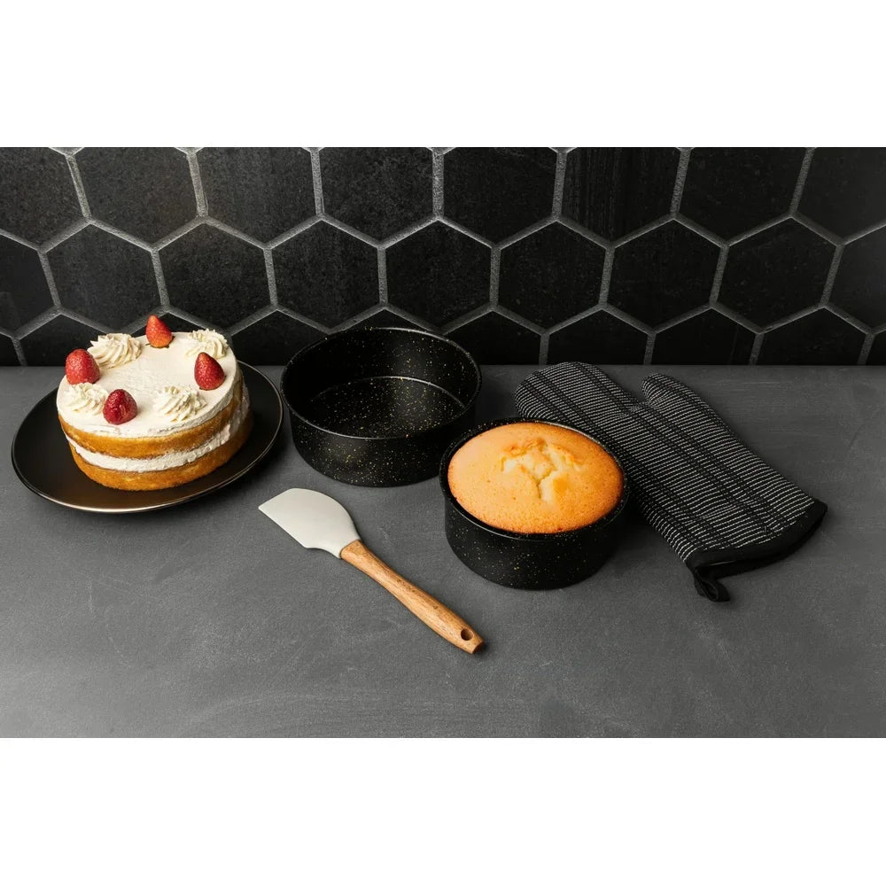 Non-Stick Round Cake Pan Set 2-Piece Bakeware Kitchen Essentials Layer Cake Bake Pans Aluminized Steel Oven Safe Easy Release
