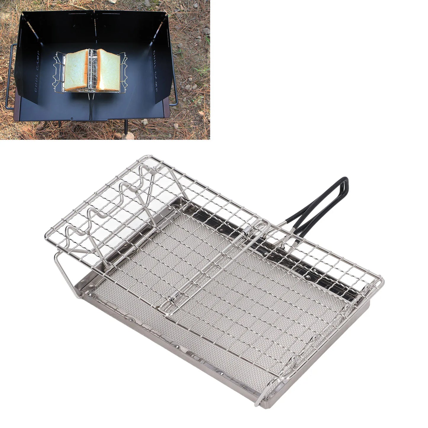 Camping Stove Toaster Foldable Portable Stable Structure Stainless Steel Outdoor Stovetop Toaster for Picnic