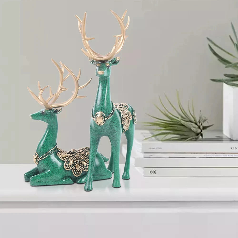 Green Deer Antler Set: Reindeer-Inspired Decor for Festive Home Decor