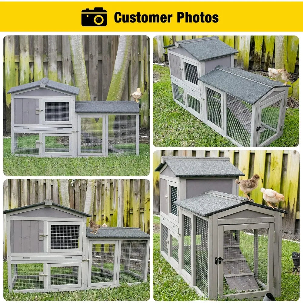 Chicken Coop for 2 Chickens, Wooden Duck House Outdoor Hen House Poultry Quail Cage-Expandable Design