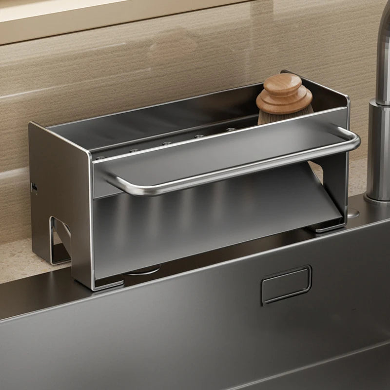 Kitchen Sink Sponge Holder Drain Rack Faucet Storage Soap Drainer Towel Rack Shelf Organizer Accessories