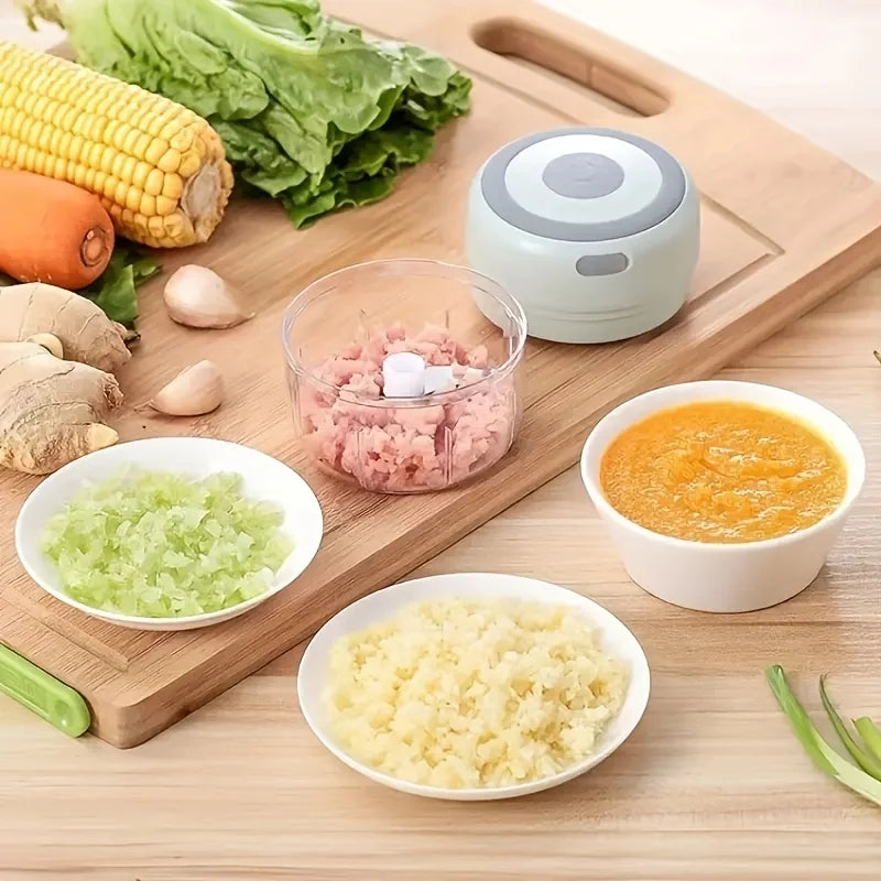 Portable Electric Food Chopper, USB Rechargeable Mini Garlic Chopper and Meat Grinder, 100ml & 250ml Capacity, for Quick Food Pr