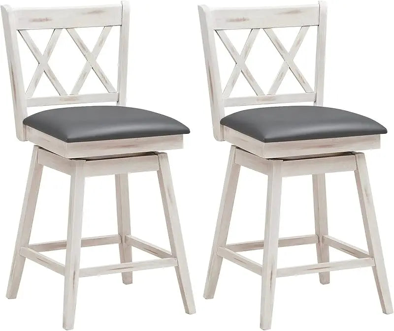Set of 4, 360 ° Swivel Counter Height 25inch Bar Stool with Foot Rest Upholstered Cushion & Ergonomic Backrest, Sturdy Frame