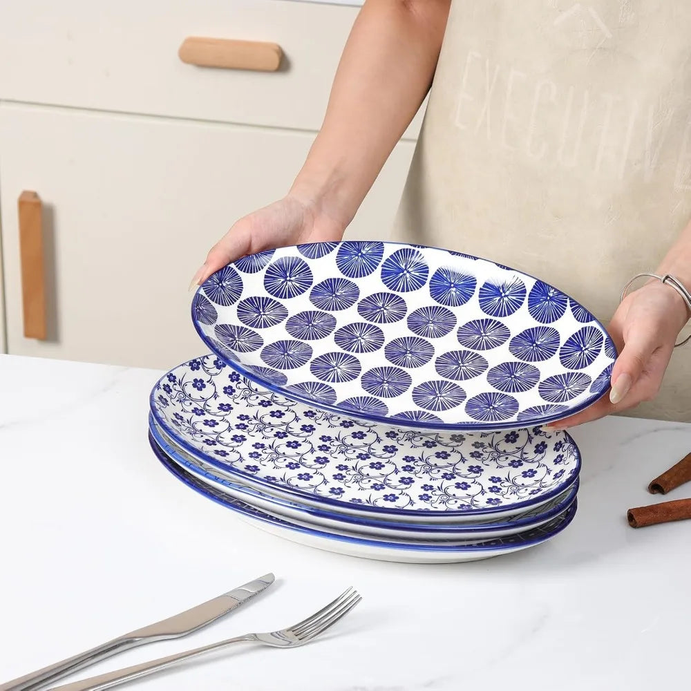 serving platters ceramic, 12 inch serving dishes for party entertaining, oval serving plates for sandwich, appetizer, fruit, mi