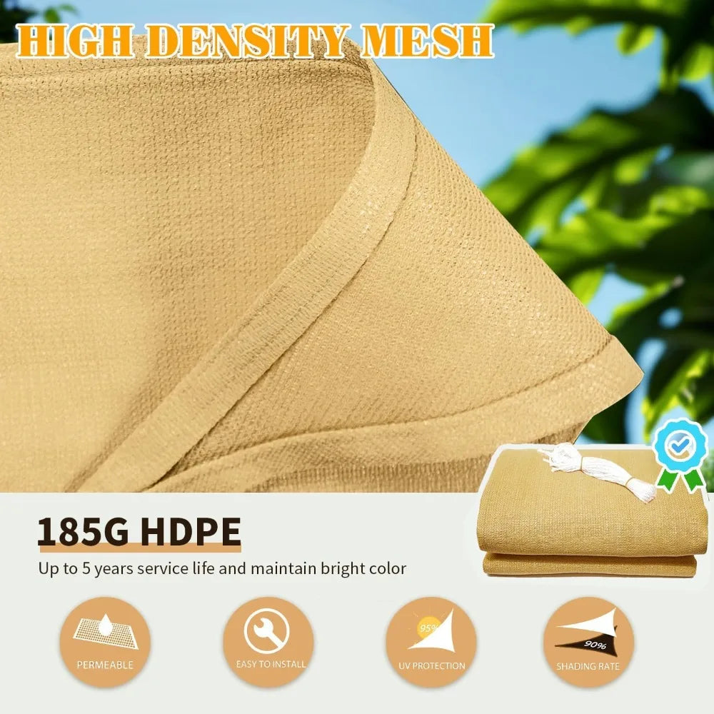 16'x20' Sun Shade Sail Rectangle Outdoor UV Block Square Canopy Sunshade Cover for Backyard Porch Pergola Deck Garden Patio, Tur