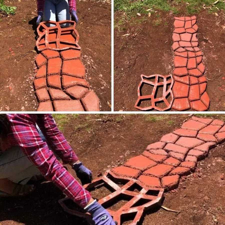 Walk Maker Pathmate Stone Moldings Paving Pavement Concrete Molds Stepping Stone Paver Walk Way Mold for Patio Lawn Garden Big