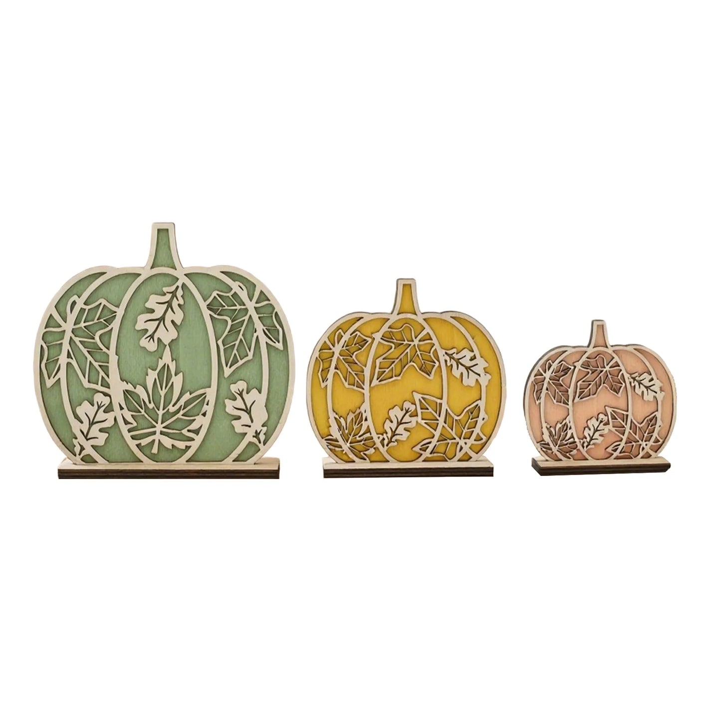 Thanksgiving Harvest Decor 3 Piece Set Rustic Wooden Pumpkin Table Centerpiece Fall Home Holiday Decoration