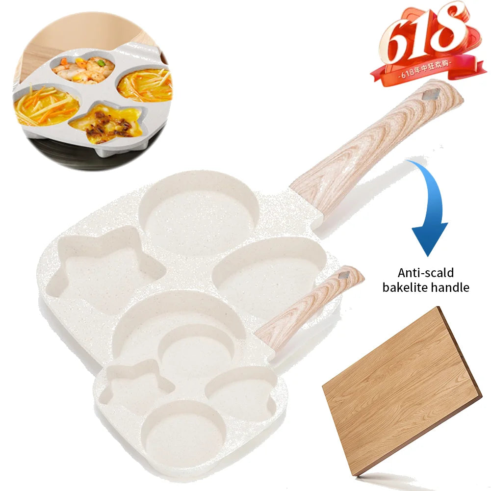 4/8Hole Omelet Pan Frying Pot Thickened Nonstick Egg Pancake Steak Cooking Pans Hamburg Bread Breakfast Maker Induction Cookware