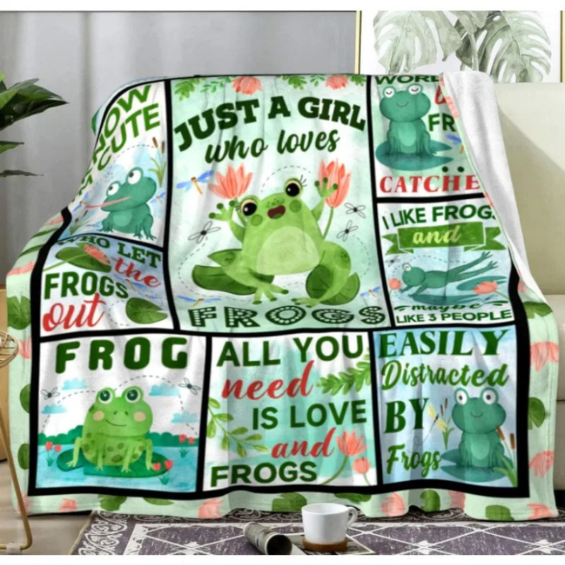 Fun frog theme blanket for frog lovers, adults, ladies and girls, Christmas birthday gifts, decorative blankets