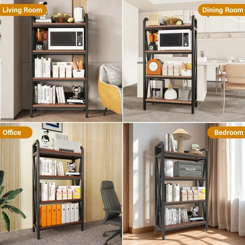 55 inch toaster rack storage rack with 4 layers of metal and wooden kitchen shelves, used for garage, pantry, 27 inch long