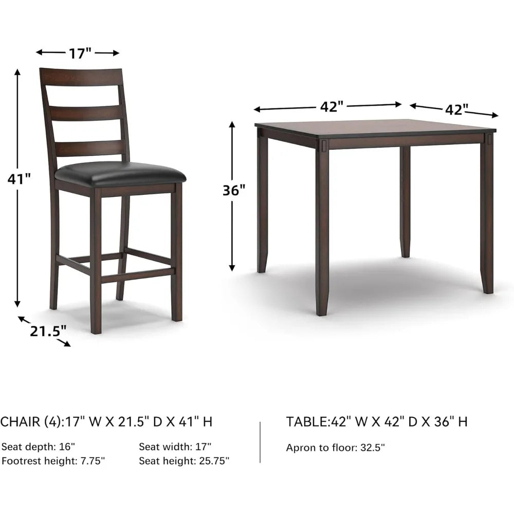 coviar 5 piece counter height dining set, includes table & 4 barstools, brown,Living Room Sets