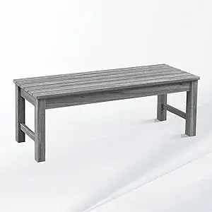 Psilvam Outdoor Bench, Two Person Poly Lumber Porch Bench, Weatherproof Garden Bench That Never Rot and Fade, All-Weather Patio