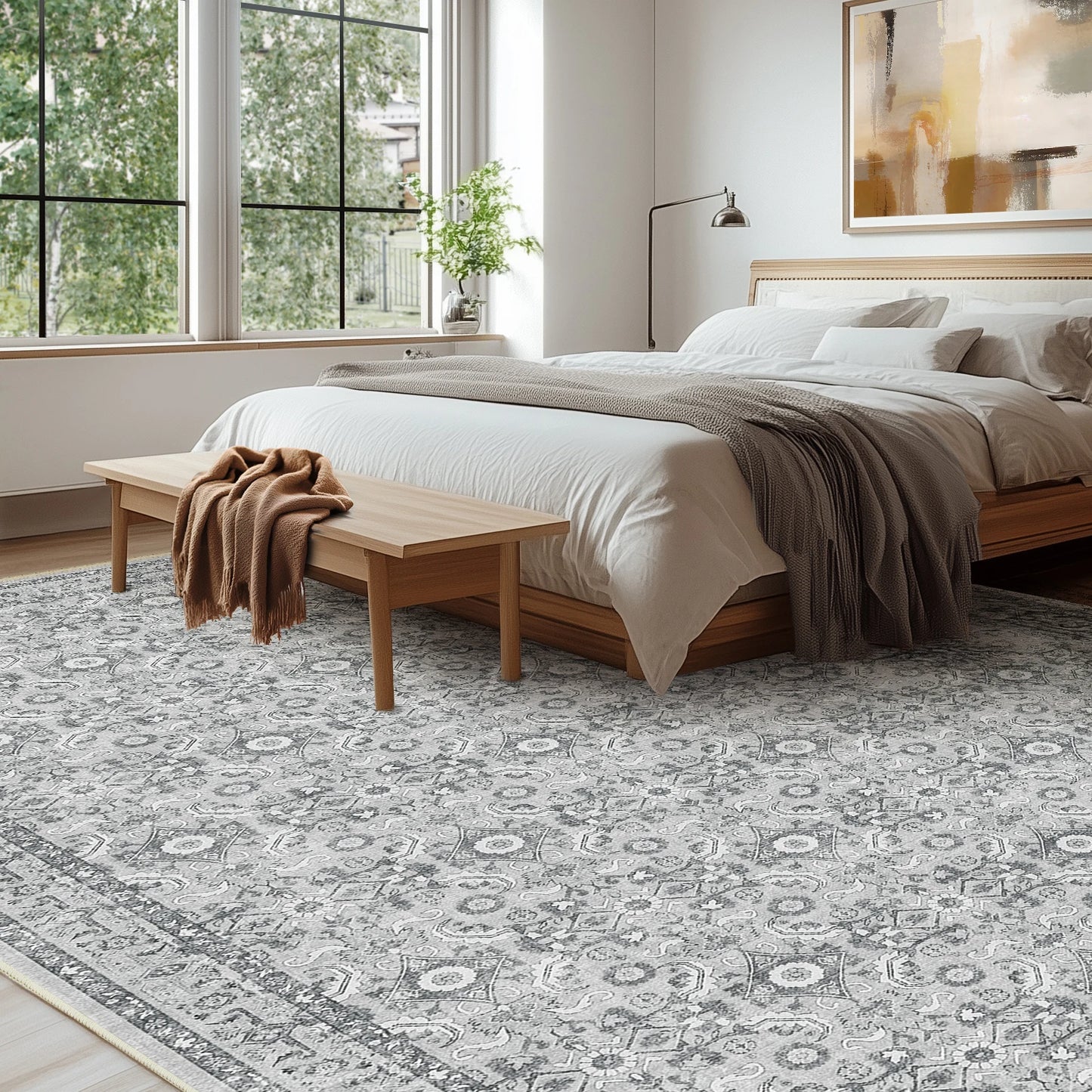 7/10/12ft Large Living Room Carpet Light Luxury High-end Persian Bedroom Bedside Rug Large Area Retro Heavy Cloakroom Floor Mat