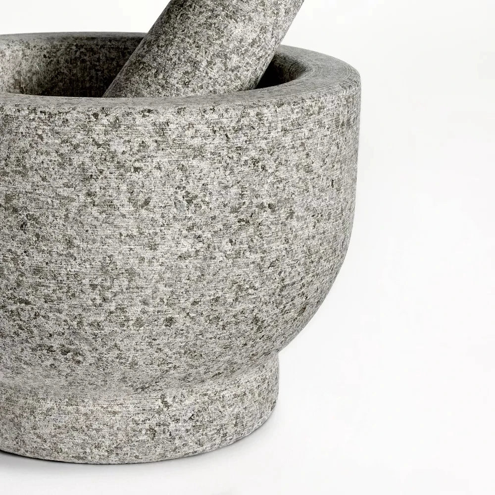 2.1 Cup Granite Mortar and Pestle Set,5.5” Stone Muddler and Bowl,Durable Stone Grinder for Guacamole Garlic Seeds Spices,Gray