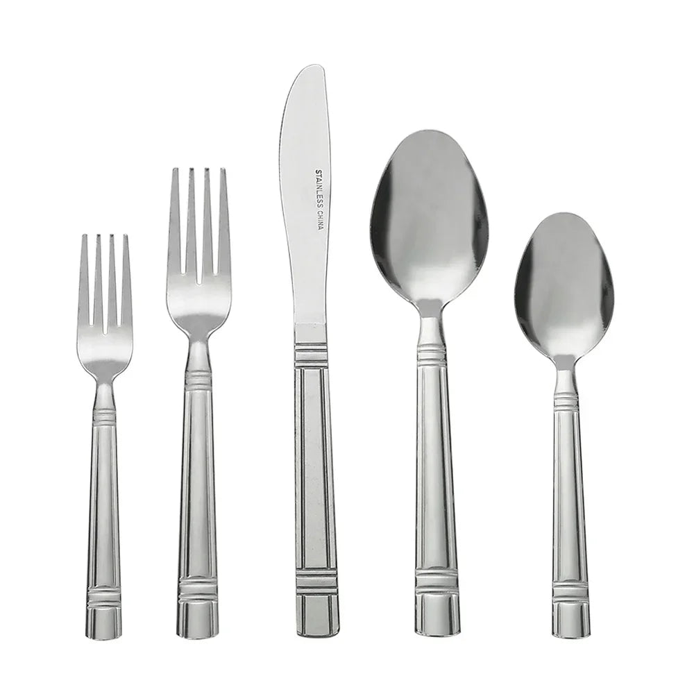 Elegant 49 Piece Stainless Steel Flatware Set and Organizer Tray Service 8 Dishwasher Safe Utensils
