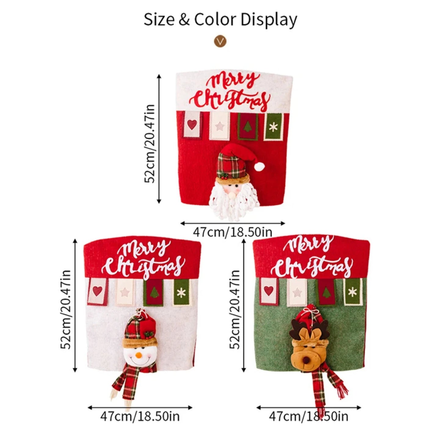 Linen Three-Dimensional Santa Claus Christmas Seat Cover Table Red Hat Chair Back Covers Xmas Decorations Year